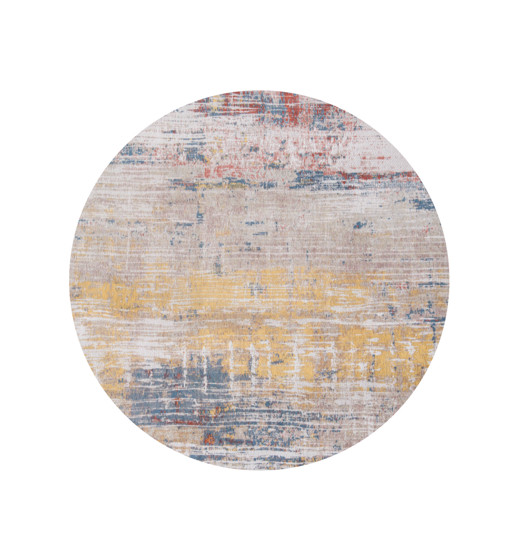 Homeroots 5' White Round Abstract Non Skid Area Rug  100% Pet 548478