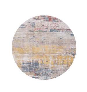 Homeroots 5' White Round Abstract Non Skid Area Rug  100% Pet 548478