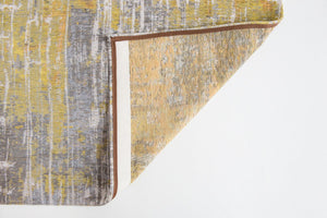 HomeRoots 9' Gray and Yellow Abstract Non-Skid Area Rug - Modern Design for High-Traffic Spaces, 9x13 ft 548485