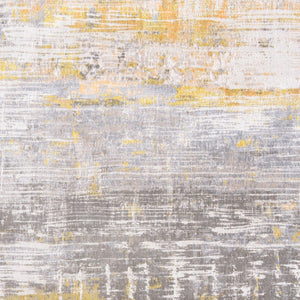HomeRoots 9' Gray and Yellow Abstract Non-Skid Area Rug - Modern Design for High-Traffic Spaces, 9x13 ft 548485