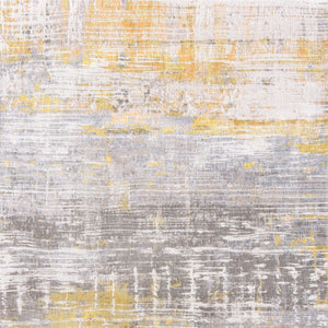 HomeRoots 9' Gray and Yellow Abstract Non-Skid Area Rug - Modern Design for High-Traffic Spaces, 9x13 ft 548485