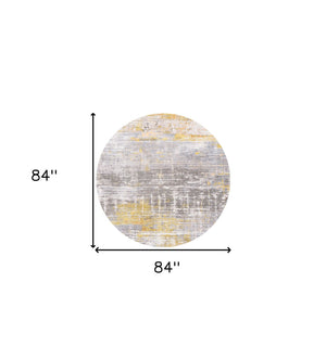 HomeRoots 3'' Modern Abstract White Non-Skid Area Rug for Living Rooms and Bedrooms - Stylish & Safe Design 8' Round 548487