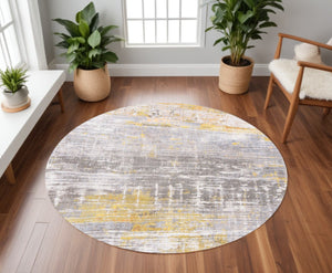 HomeRoots 3'' Modern Abstract White Non-Skid Area Rug for Living Rooms and Bedrooms - Stylish & Safe Design 8' Round 548487