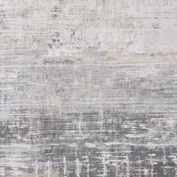 HomeRoots 3' Gray and White Abstract Non-Skid Area Rug - Modern Design for Entryways, Kitchens & More! 5' X 7' 548489