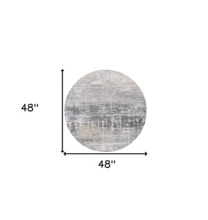 HomeRoots 3' Gray and White Abstract Non-Skid Area Rug - Modern Design for Entryways, Kitchens & More! 5' Round 548494