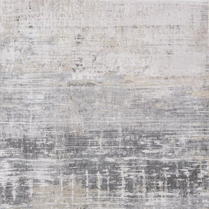 HomeRoots 3' Gray and White Abstract Non-Skid Area Rug - Modern Design for Entryways, Kitchens & More! 5' Round 548494