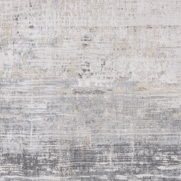 HomeRoots 3' Gray and White Abstract Non-Skid Area Rug - Modern Design for Entryways, Kitchens & More! 8' Round 548495