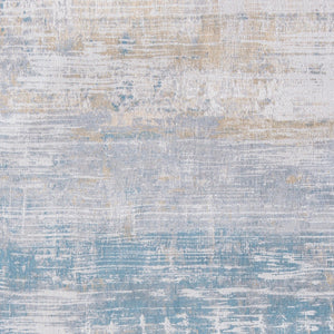 Homeroots 7' X 9' Blue And Yellow Abstract Non Skid Area Rug  100% Pet 548499