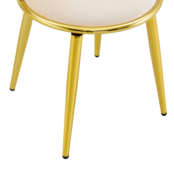 English Elm Set of 2 Velvet Dining Chairs with Braided Rope Backrests and Sculptural Metal Legs Beige W1512P491458