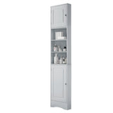 English Elm Multi-Functional Corner Cabinet Tall Bathroom Storage Cabinet With Two Doors and Adjustable Shelves, Open Shelf, Grey