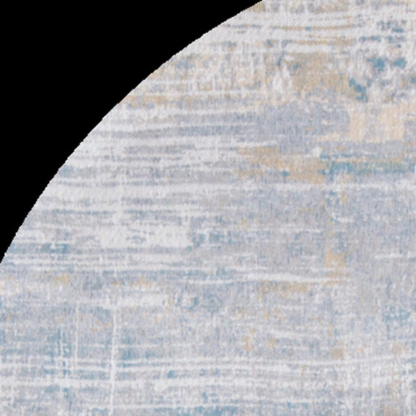 Homeroots 5' Blue And Yellow Round Abstract Non Skid Area Rug  100% Pet 548502