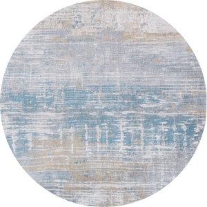 Homeroots 5' Blue And Yellow Round Abstract Non Skid Area Rug  100% Pet 548502
