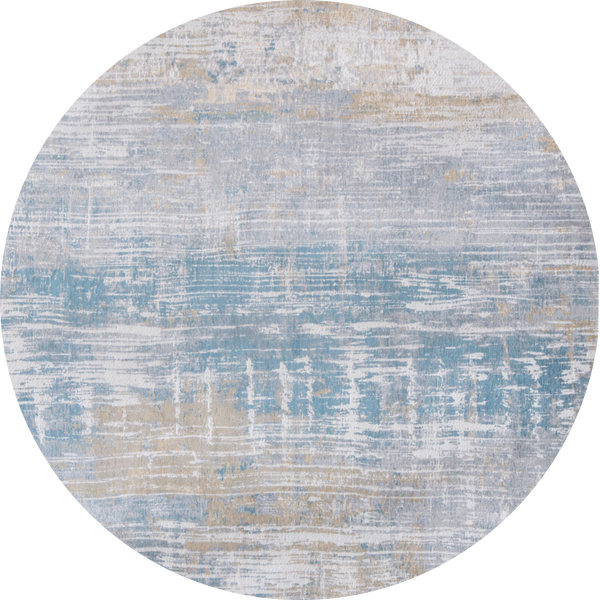 Homeroots 5' Blue And Yellow Round Abstract Non Skid Area Rug  100% Pet 548502
