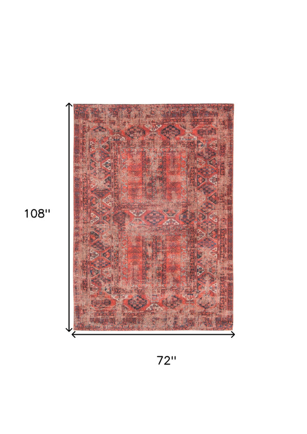 Homeroots 7' X 9' Red Oriental Non Skid Area Rug  100% Pet 548506