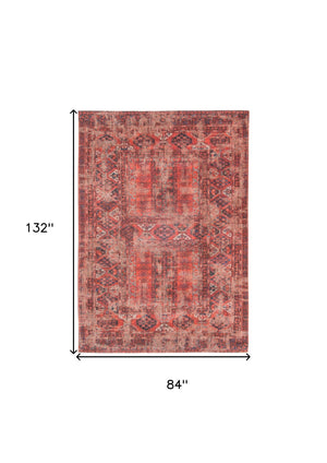Homeroots 8' X 11' Red Oriental Non Skid Area Rug  100% Pet 548507