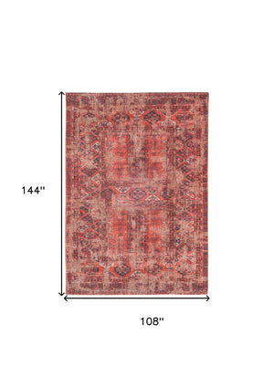 HomeRoots 9' X 13' Red Oriental Area Rug - Timeless Elegance with Non-Skid Backing for Stylish Home Decor 548508