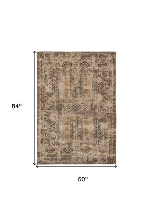 Homeroots 6' X 8' Brown Oriental Non Skid Area Rug  100% Pet 548510