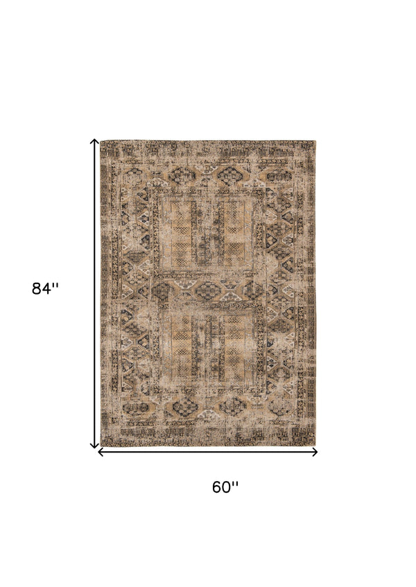 Homeroots 6' X 8' Brown Oriental Non Skid Area Rug  100% Pet 548510
