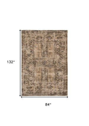 Homeroots 8' X 11' Brown Oriental Non Skid Area Rug  100% Pet 548512