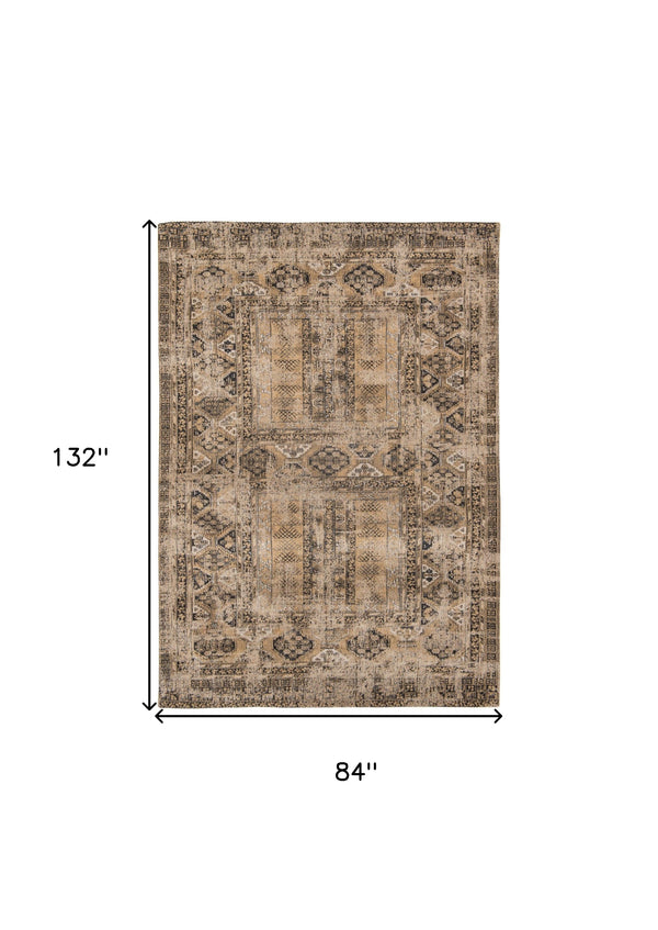 Homeroots 8' X 11' Brown Oriental Non Skid Area Rug  100% Pet 548512