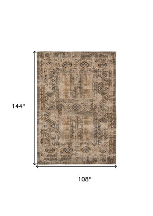 HomeRoots 9' X 13' Brown Oriental Area Rug - Elegant Non-Skid Design for Hallways, Entryways & Living Spaces 548513