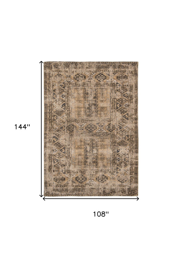 HomeRoots 9' X 13' Brown Oriental Area Rug - Elegant Non-Skid Design for Hallways, Entryways & Living Spaces 548513