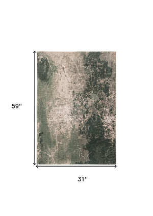 HomeRoots 3' Beige and Green Abstract Area Rug – Stylish Non-Skid Design for Entryways and Small Spaces 3' X 5' 548514