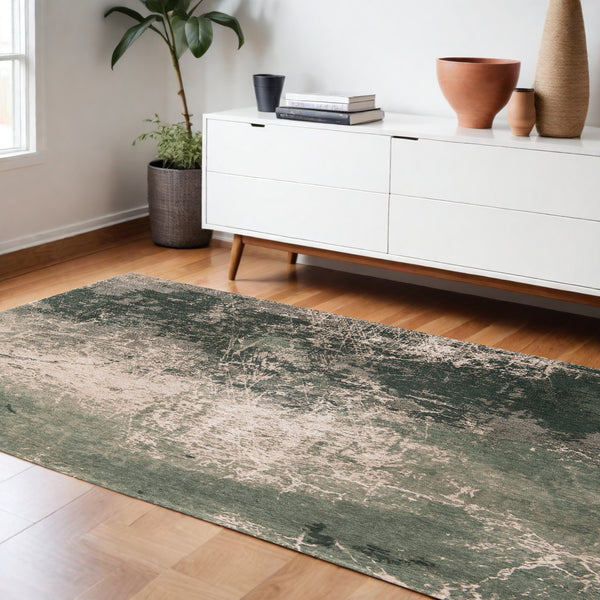 Homeroots 8' X 11' Beige And Green Abstract Non Skid Area Rug  100% Pet 548518