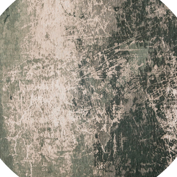HomeRoots 3' Beige and Green Abstract Area Rug – Stylish Non-Skid Design for Entryways and Small Spaces 8' Round 548521