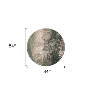 HomeRoots 3' Beige and Green Abstract Area Rug – Stylish Non-Skid Design for Entryways and Small Spaces 8' Round 548521