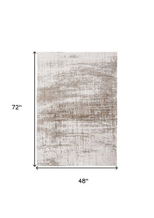 HomeRoots 3' Gray and Beige Abstract Non-Skid Area Rug – Modern Accent for High-Traffic Spaces, Easy Care 5' X 7' 548523