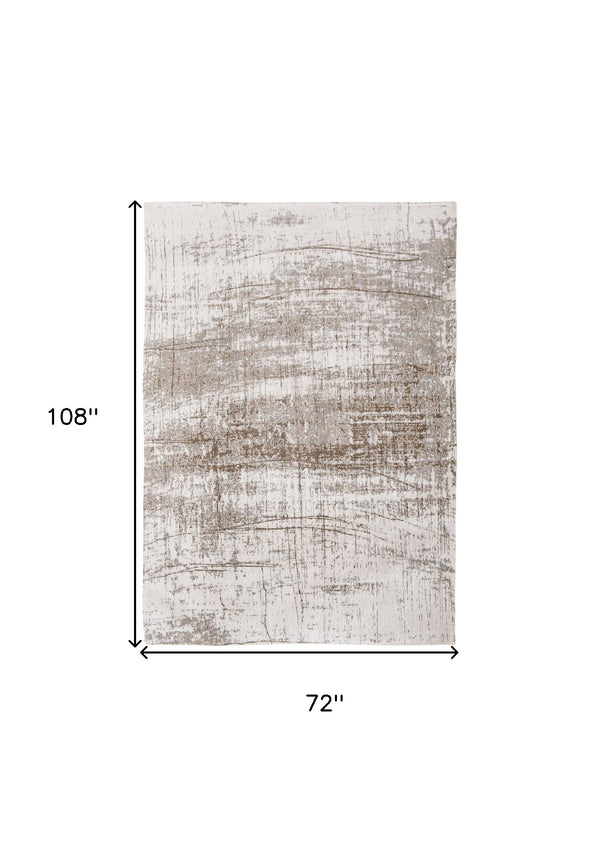 Homeroots 7' X 9' Gray And Beige Abstract Non Skid Area Rug  100% Pet 548525