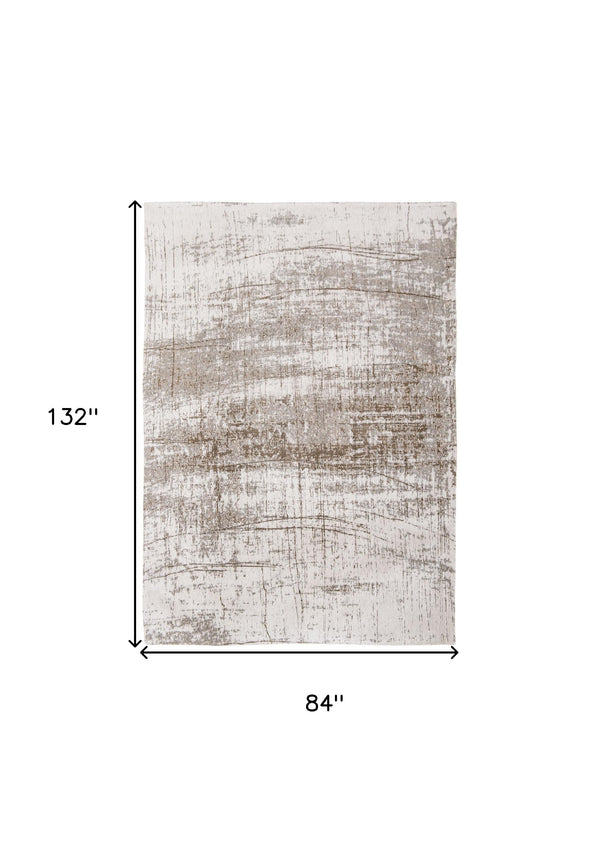 Homeroots 8' X 11' Gray And Beige Abstract Non Skid Area Rug  100% Pet 548526