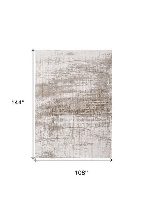 HomeRoots 9' X 13' Gray and Beige Abstract Area Rug with Non-Skid Backing for Durable, Stylish Living Spaces 548527