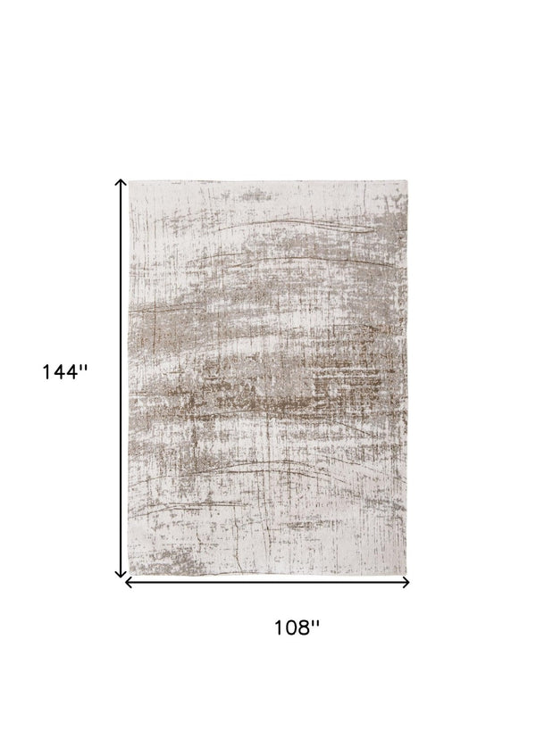 HomeRoots 9' X 13' Gray and Beige Abstract Area Rug with Non-Skid Backing for Durable, Stylish Living Spaces 548527