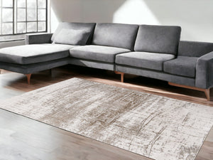 HomeRoots 9' X 13' Gray and Beige Abstract Area Rug with Non-Skid Backing for Durable, Stylish Living Spaces 548527