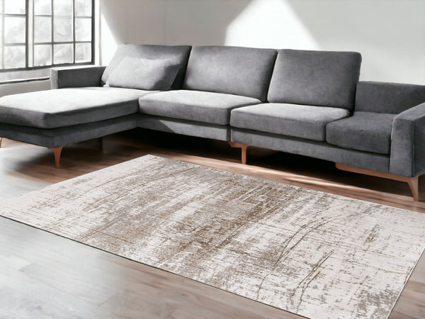 HomeRoots 9' X 13' Gray and Beige Abstract Area Rug with Non-Skid Backing for Durable, Stylish Living Spaces 548527