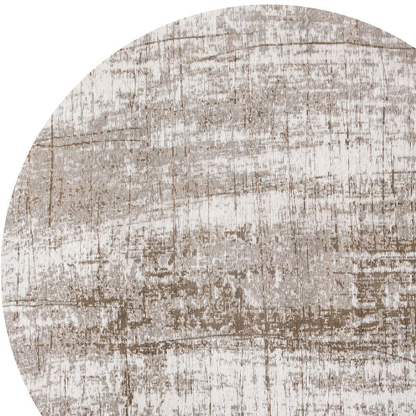 HomeRoots 3' Gray and Beige Abstract Non-Skid Area Rug – Modern Accent for High-Traffic Spaces, Easy Care 5' Round 548528