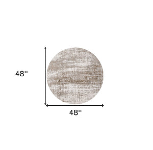 HomeRoots 3' Gray and Beige Abstract Non-Skid Area Rug – Modern Accent for High-Traffic Spaces, Easy Care 5' Round 548528