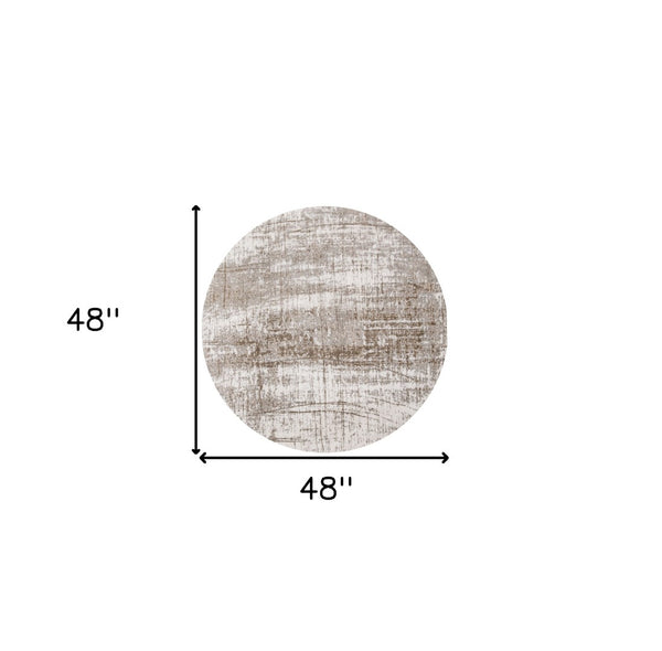 HomeRoots 3' Gray and Beige Abstract Non-Skid Area Rug – Modern Accent for High-Traffic Spaces, Easy Care 5' Round 548528
