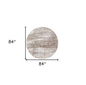HomeRoots 3' Gray and Beige Abstract Non-Skid Area Rug – Modern Accent for High-Traffic Spaces, Easy Care 8' Round 548529