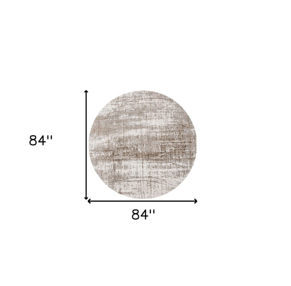 HomeRoots 3' Gray and Beige Abstract Non-Skid Area Rug – Modern Accent for High-Traffic Spaces, Easy Care 8' Round 548529