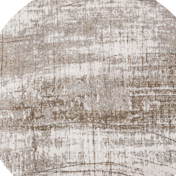 HomeRoots 3' Gray and Beige Abstract Non-Skid Area Rug – Modern Accent for High-Traffic Spaces, Easy Care 8' Round 548529