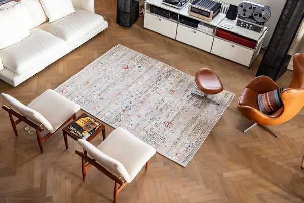 HomeRoots 9' X 13' Gray and Brown Oriental Area Rug - Non-Skid, Elegant Design for High-Traffic Spaces 548534