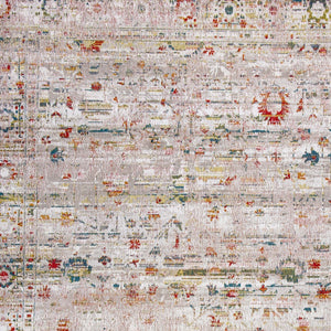 Homeroots 7' X 9' White Oriental Non Skid Area Rug  100% Pet 548537