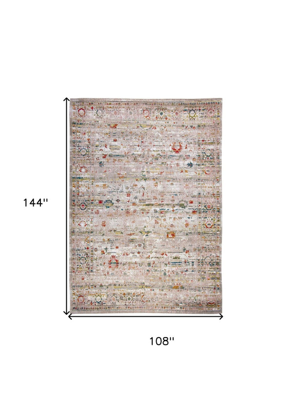 HomeRoots 9' X 13' White Oriental Area Rug – Elegant Non-Skid Design for Secure, Stylish Home Decor & Comfort 548539