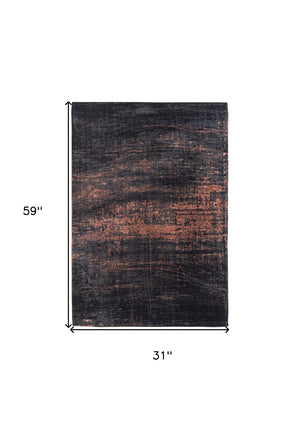 HomeRoots 3'' Black and Gold Abstract Non-Skid Area Rug - Stylish, Durable Design for Modern Spaces and Entryways 3' X 5' 548540