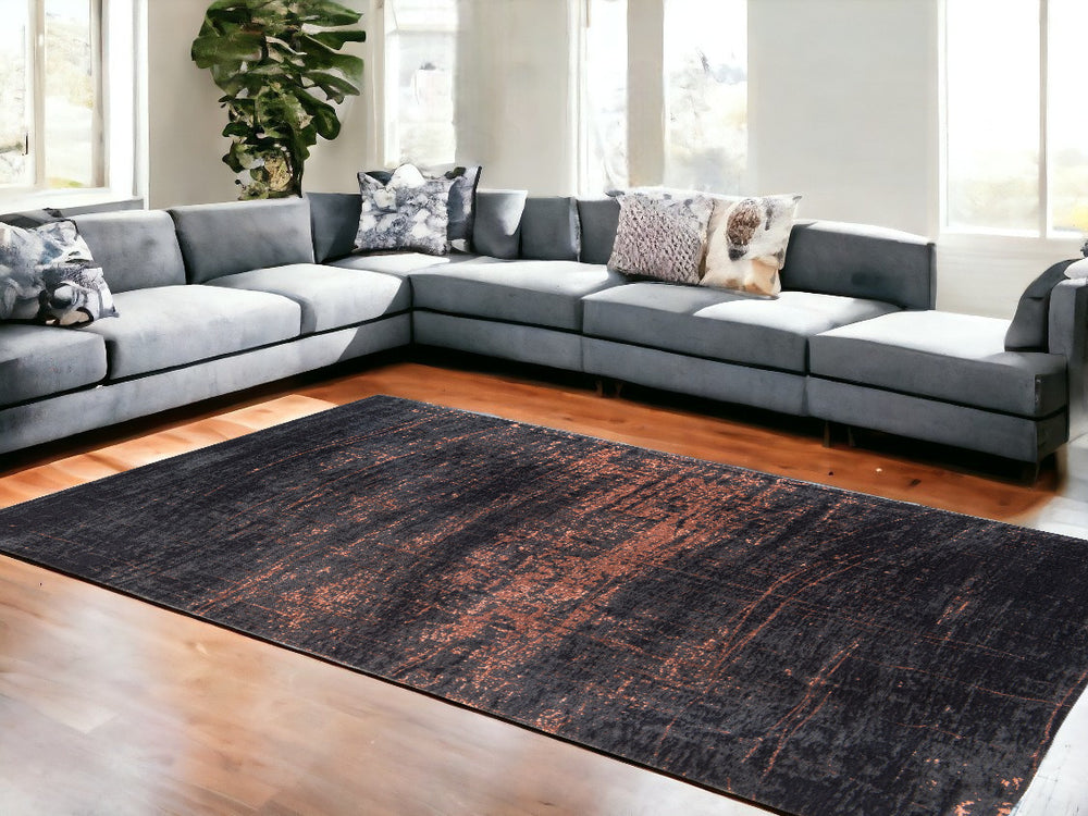 Homeroots 6' X 8' Black And Gold Abstract Non Skid Area Rug  100% Pet 548542