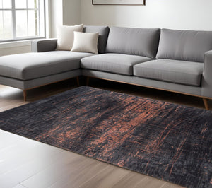 HomeRoots 3'' Black and Gold Abstract Non-Skid Area Rug - Stylish, Durable Design for Modern Spaces and Entryways 6' X 8' 548542