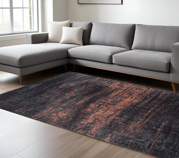 HomeRoots 3'' Black and Gold Abstract Non-Skid Area Rug - Stylish, Durable Design for Modern Spaces and Entryways 8' X 11' 548544